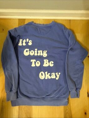Sunkissed Coconut Blue Crewneck Sweatshirt with White Smile and Graphic